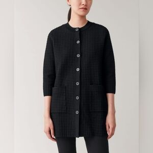 COS Black Waffle Knit Cardigan
